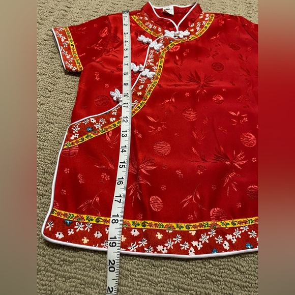 Geisha Girl Size 10 Red Qipao, Costume, Chinese Traditional Two Piece Set. - Picture 7 of 9